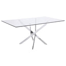 Carmelo X-shaped Dining Table Chrome and Clear