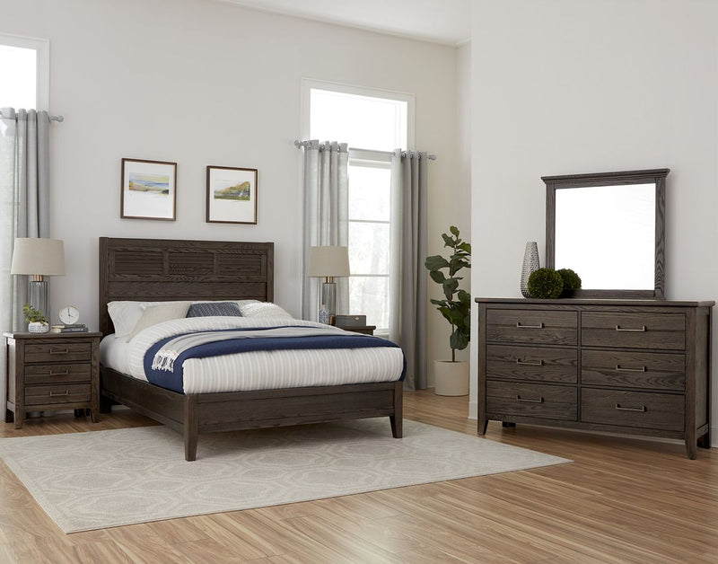 Vaughan-Bassett Passageways Charleston Brown Cal King Louvered Bed with Low Profile Footboard in Dark Brown