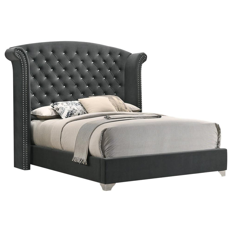 Melody Eastern King Wingback Upholstered Bed Grey image