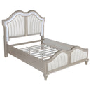 Evangeline Tufted Upholstered Platform Bed Ivory and Silver Oak