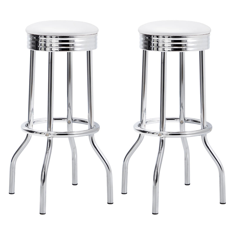 Theodore Upholstered Top Bar Stools White and Chrome (Set of 2) image