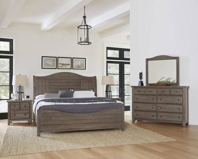 Vaughan Bassett Cool Farmhouse Sleigh King Bed in Grey