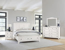 Vaughan Bassett Cool Farmhouse Panel King Bed with Storage in Soft White