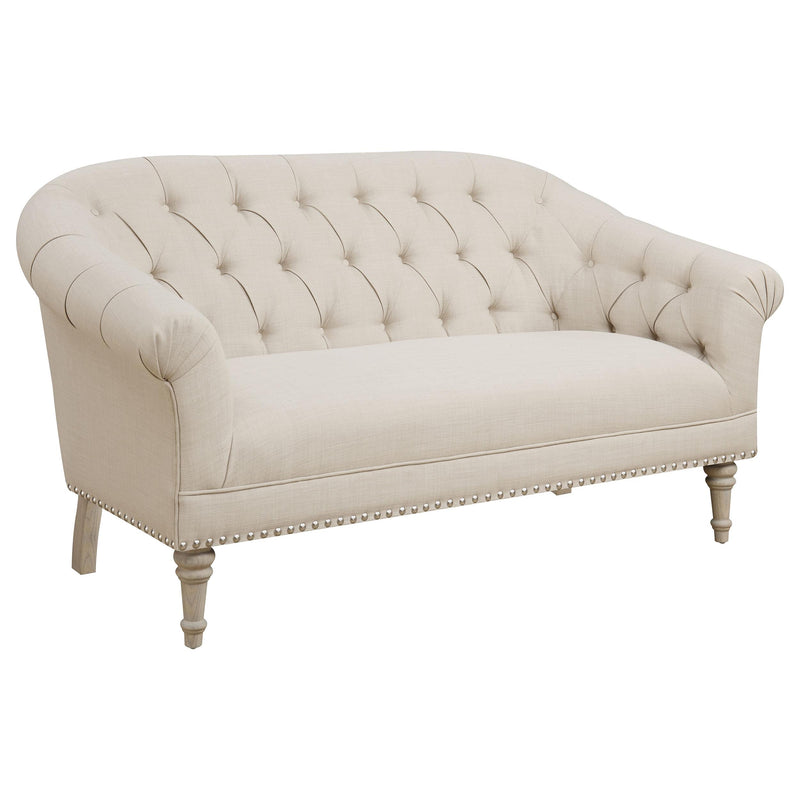 Billie Tufted Back Settee with Roll Arm Natural image