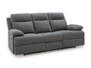 Side-Swipe Reclining Sofa with Drop Down Table
