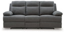Side-Swipe Reclining Sofa with Drop Down Table