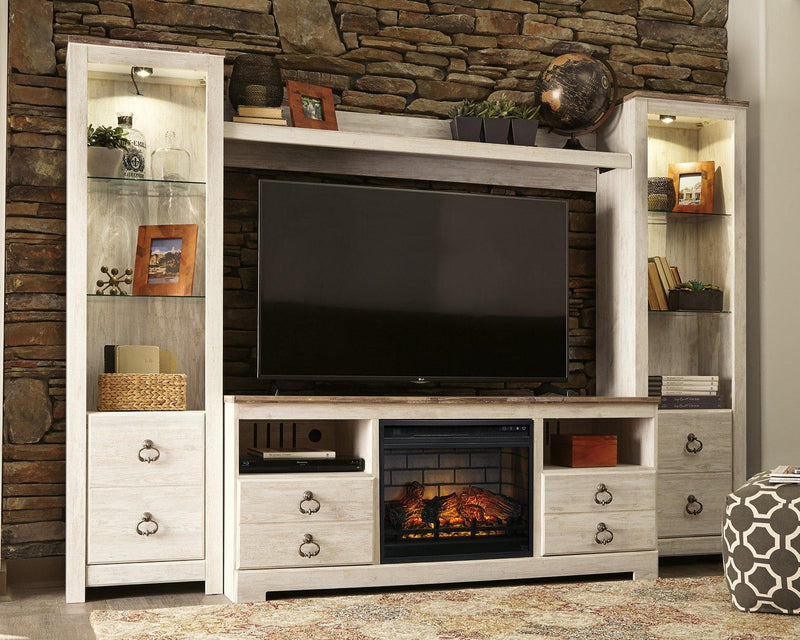 Willowton 4-Piece Entertainment Center with Electric Fireplace