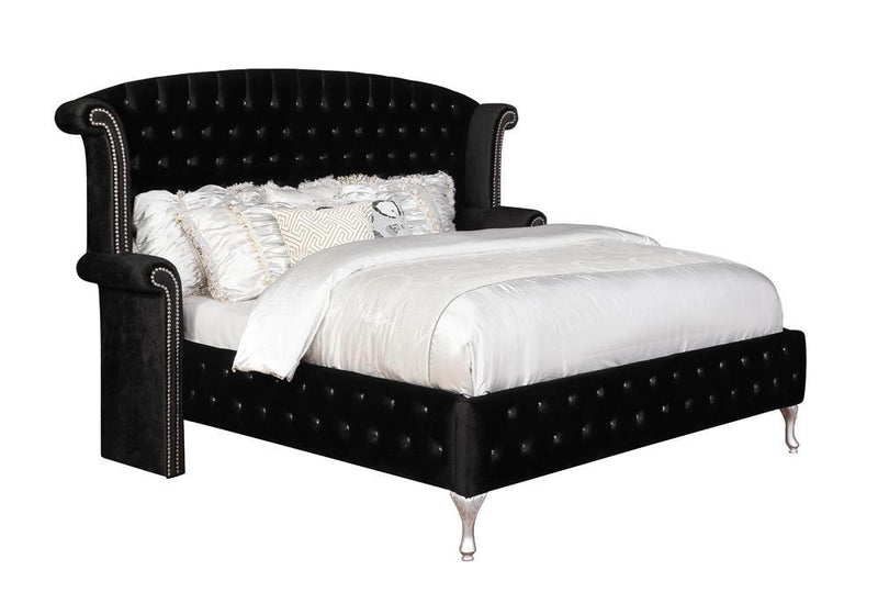 Deanna Eastern King Tufted Upholstered Bed Black