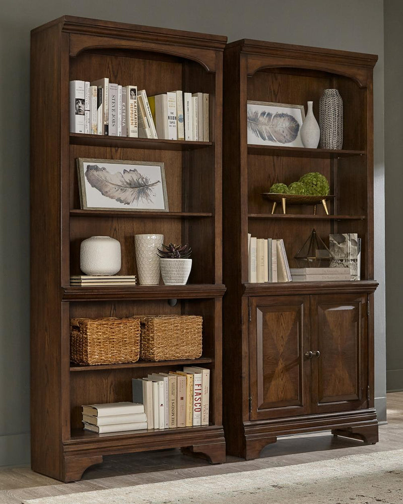 Hartshill Bookcase with Cabinet Burnished Oak