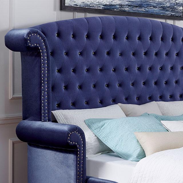 ALZIR Queen Bed, Blue