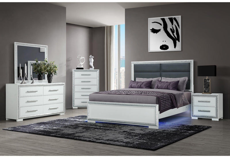 ANDROS SILVER FULL BED GROUP W/LED