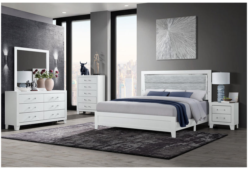 LUCCIA WHITE KING BED GROUP WITH LED image