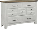 Vaughn-Bassett Sawmill 7 Drawer Dresser in Alabaster Two Tone