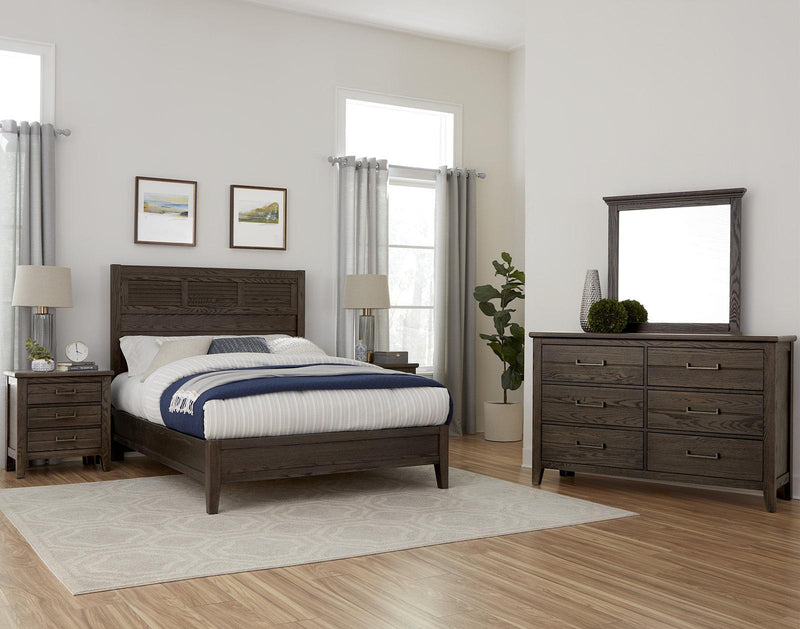 Vaughan-Bassett Passageways Charleston Brown Queen Louvered Bed with Low Profile Footboard in Dark Brown