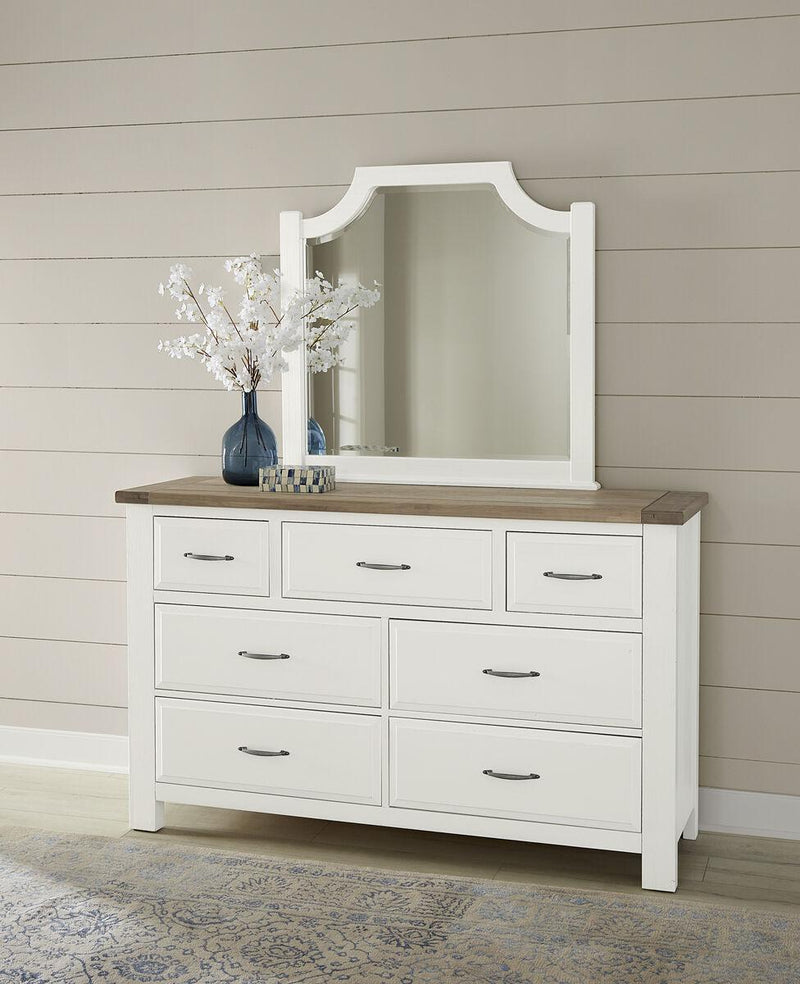 Vaughan-Bassett Maple Road Triple Dresser in Soft White/Natural Top