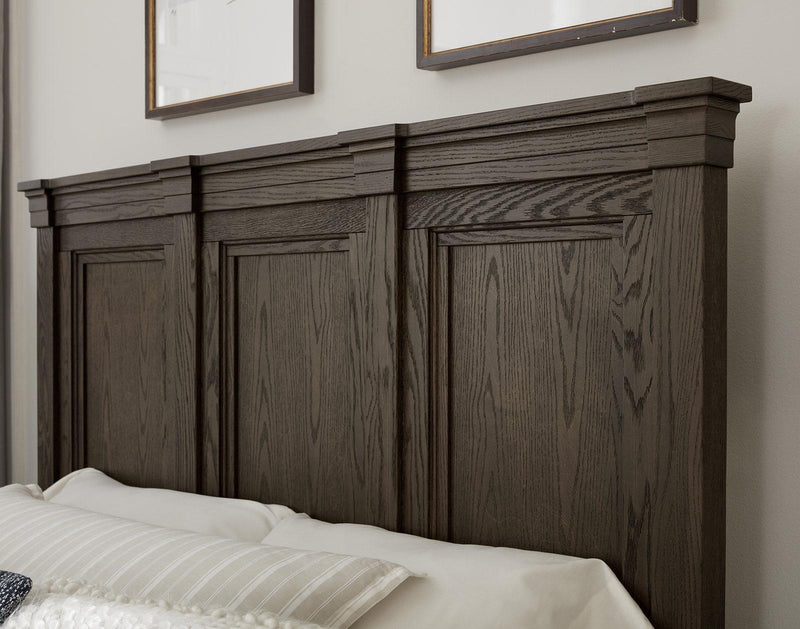 Vaughan-Bassett Passageways Charleston Brown King Mansion Bed with Low Profile Footboard in Dark Brown