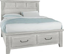 Vaughan-Bassett Sawmill King Louver Storage Bed in Alabaster Two Tone