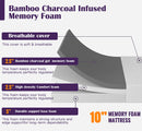 Nasturtium 10" Twin Bamboo Charcoal Infused Memory Foam