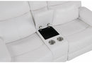 U6026 BLANCHE WHITE CONSOLE RECLINING LOVESEAT WITH LED AND SPEAKER