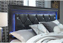 POMPEI METALLIC GREY QUEEN BED W/LED, DRESSER, MIRROR AND NIGHTSTAND