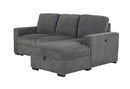 U2660 GREY L SOFA BED SECTIONAL WITHOUT PULLOUT