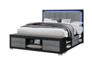 EMMA BLACK/GREY KING BED WITH LED AND USB
