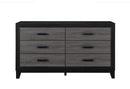 LISBON GREY/BLACK BOOKCASE TWIN BED, DRESSER, MIRROR AND NIGHTSTAND