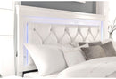 POMPEI METALLIC WHITE KING BED W/LED, DRESSER, MIRROR AND NIGHTSTAND